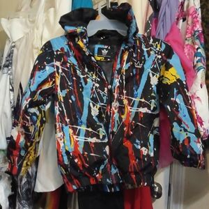 Kings Only Vibrant Abstract Paint Splatter Print Jacket